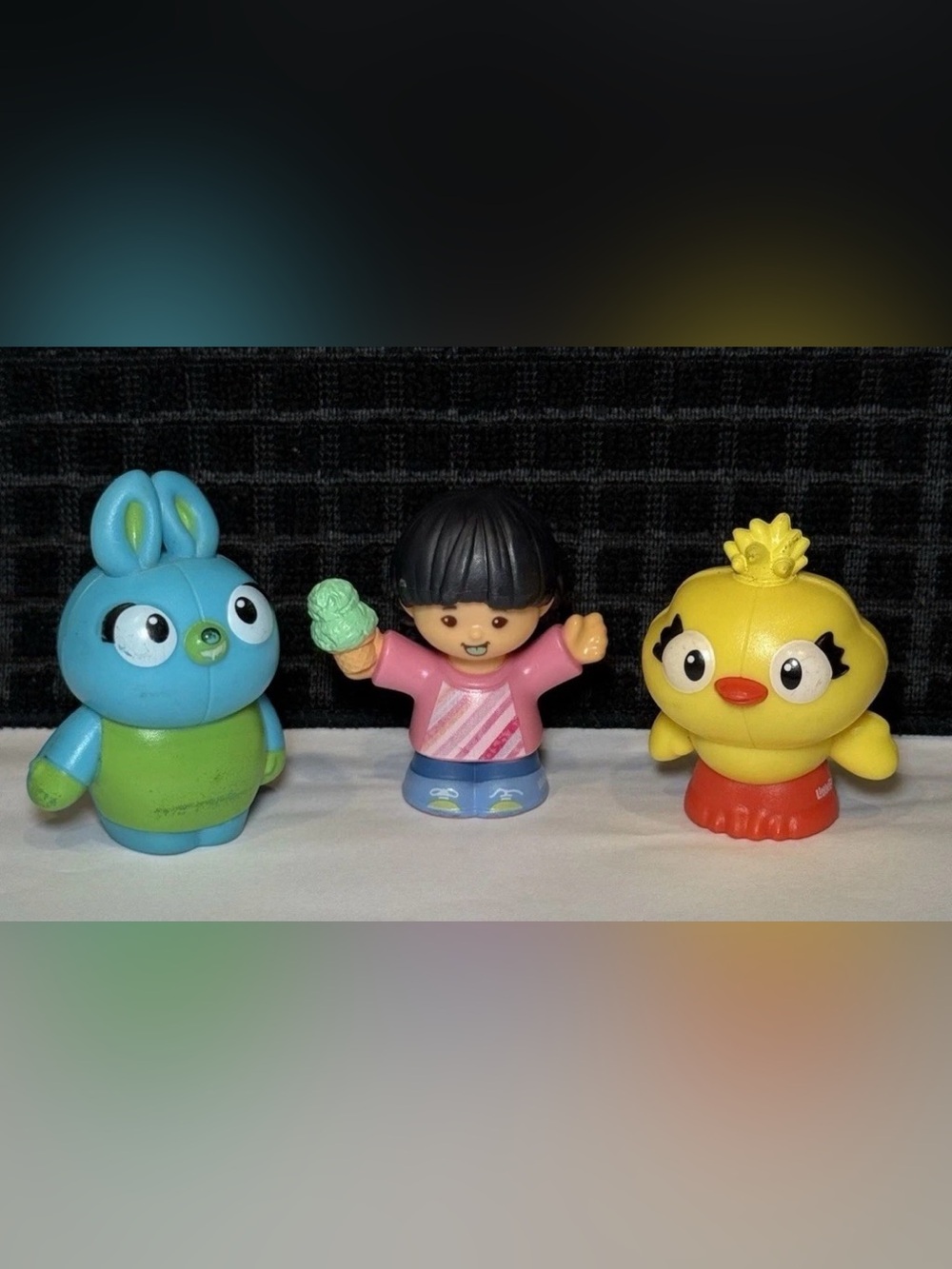 Little People Set Of 3 Girl With Ice Cream, Four Bunny & Ducky From Toy Story